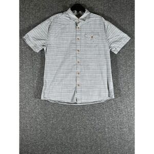 Grayers Clothiers Mens XXL Grey White Striped Short Sleeve Cotton Button Down